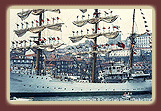 A tall ship in port.
